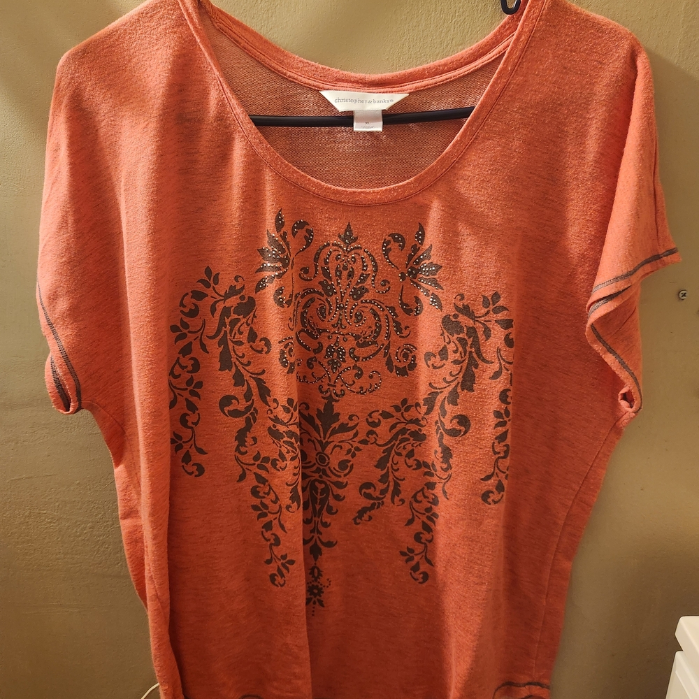 Christopher & Banks Rust Orange Short Sleeve Graphic Tee